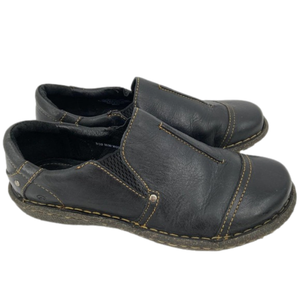 BORN Black Leather Slip On Loafer Cushioned Footbed Shoes, Women's 8
